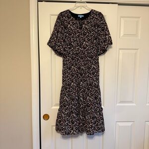 Draper James RSVP Women's Pink Flowy Floral Puffy Sleeve Tiered Dress Size M